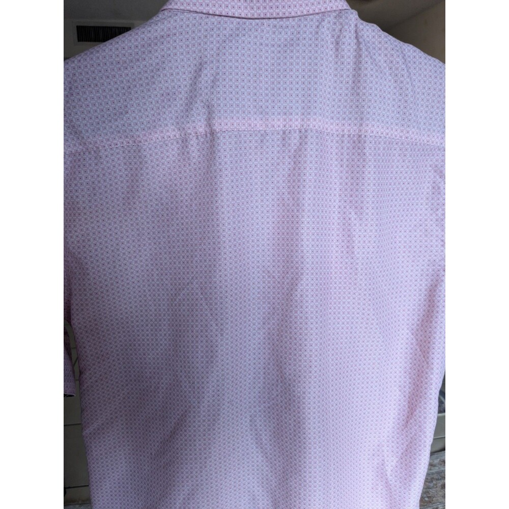 Silver Stone Shirt Mens Button Up Short Sleeve Pink and Navy Blue Size L - Picture 7 of 7